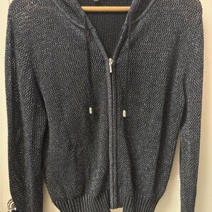 Elegant Black Hooded Cardigan
